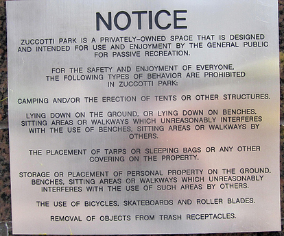 Zuccotti Park Notice